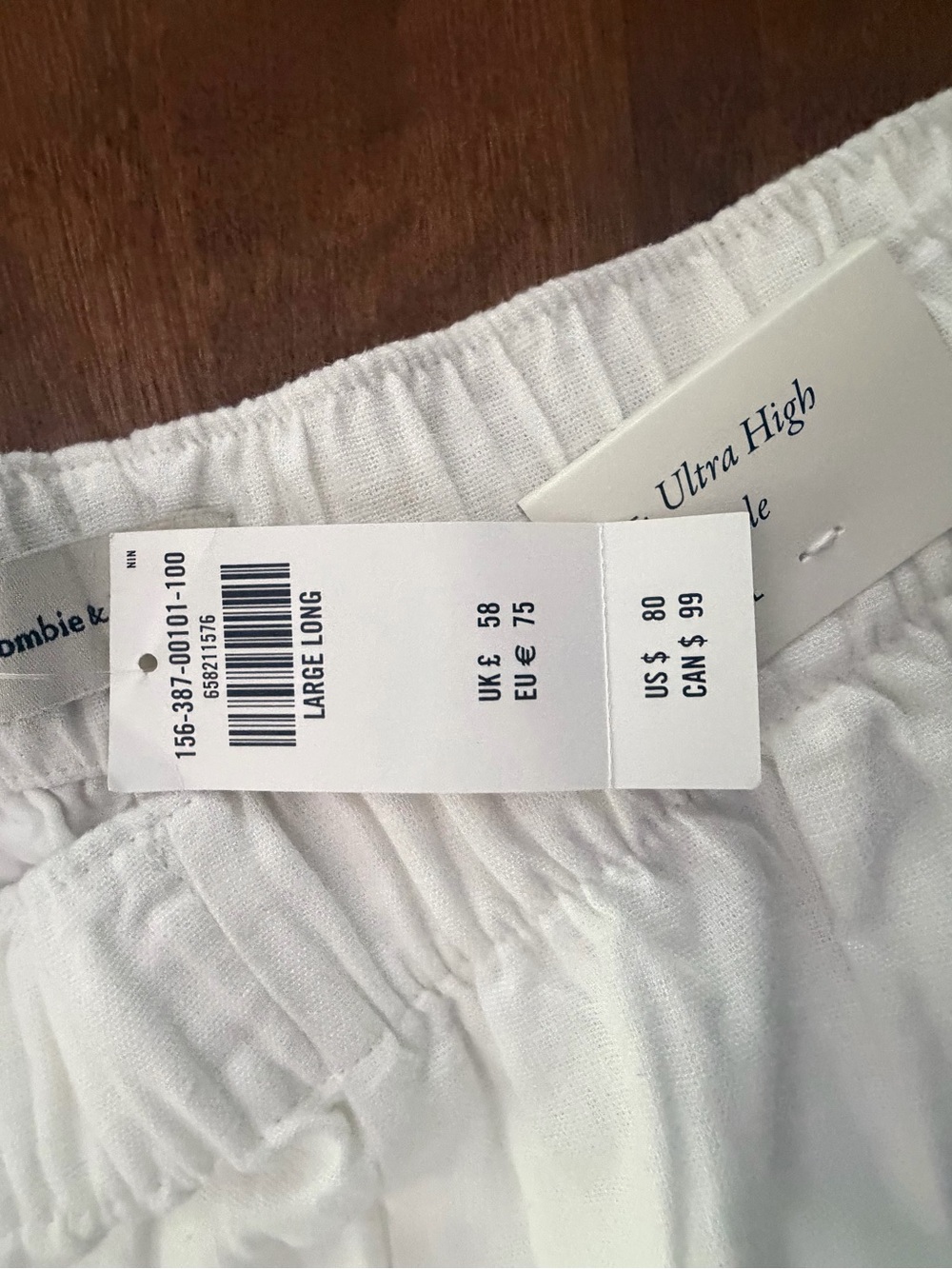 Abercrombie & Fitch White Linen Pants Large Tall NWT - Picture 5 of 7